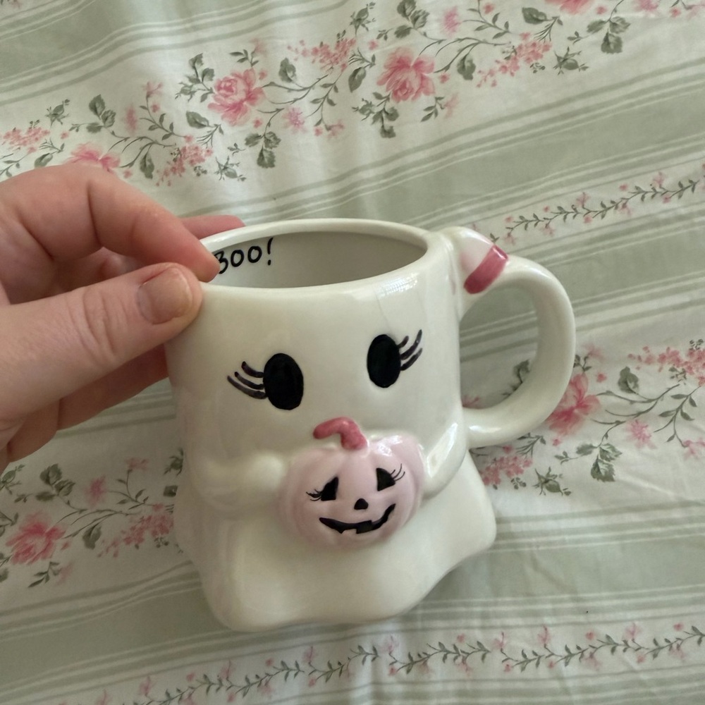 Pink and White Ghost Mug